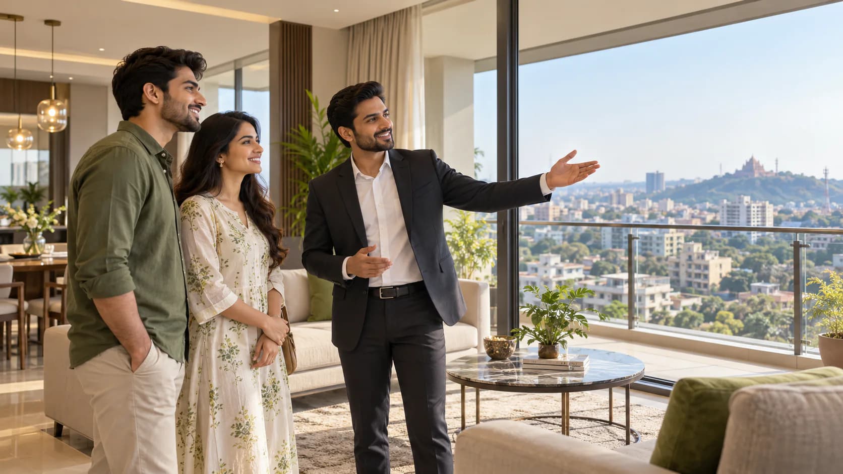Real estate consultant showing an apartment in Indore